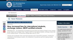 国际学生，交流访问者，SEVP认证学校的费用增加